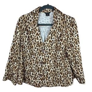 Sunny Taylor Womens Size XL Vintage Animal Print Blazer Cheetah Print 3/4 Sleeve